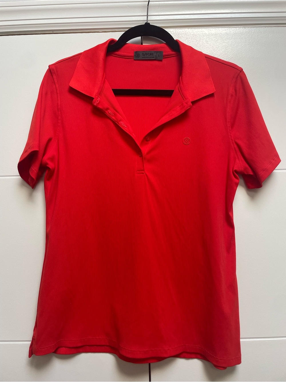 G/FORE Red Short-Sleeve Button Down Golf Polo Shirt sz L Women’s